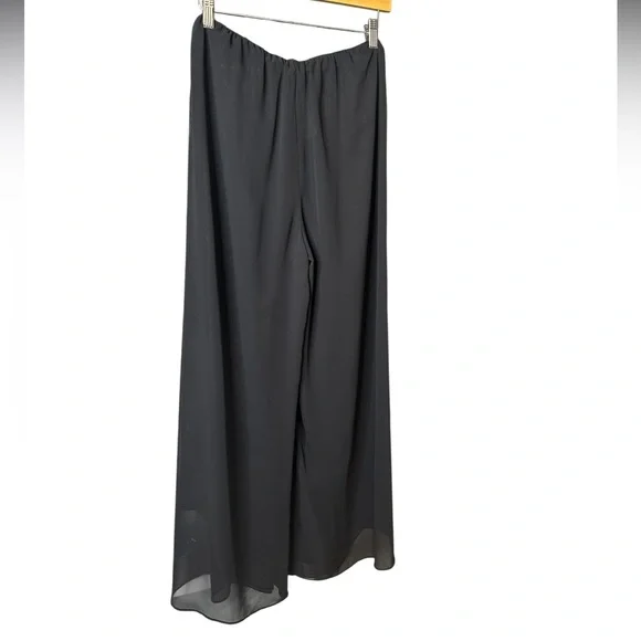 Alex Evenings | Black Chiffon Wide Leg Evening Pants | Elastic Waist | Size M - Picture 5 of 5